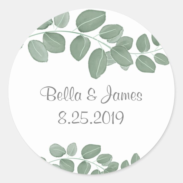 Adesivo Elegante Eucalyptus Classic Round Sticker (Frente)