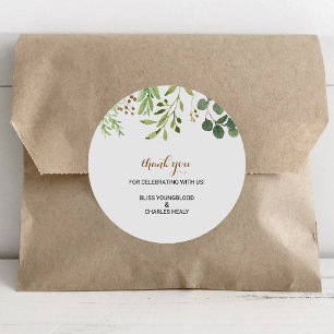 Adesivo Elegante Eucalyptus Leaf Greenery Obrigado Favor