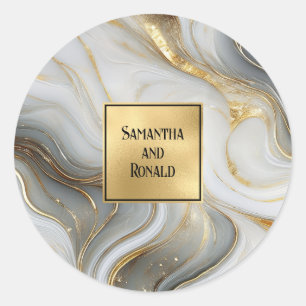 Adesivo Elegante Falso Ouro, Casamento Mármore Branco Cinz