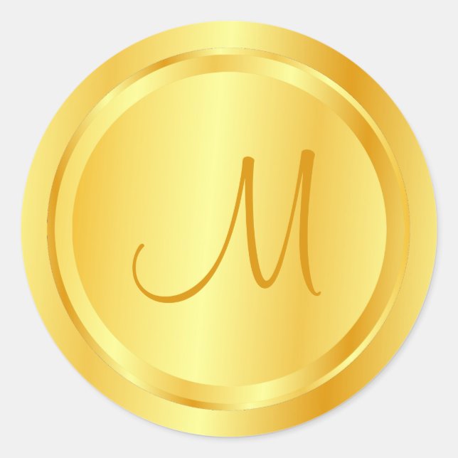 Adesivo Elegante Faux Dourado Monogramed Modelo Modern (Frente)