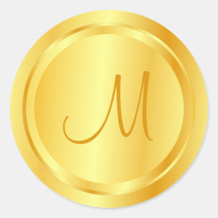 Adesivo Elegante Faux Dourado Monogramed Modelo Modern