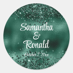 Adesivo Elegante Faux Green Glitter e Foil Weds