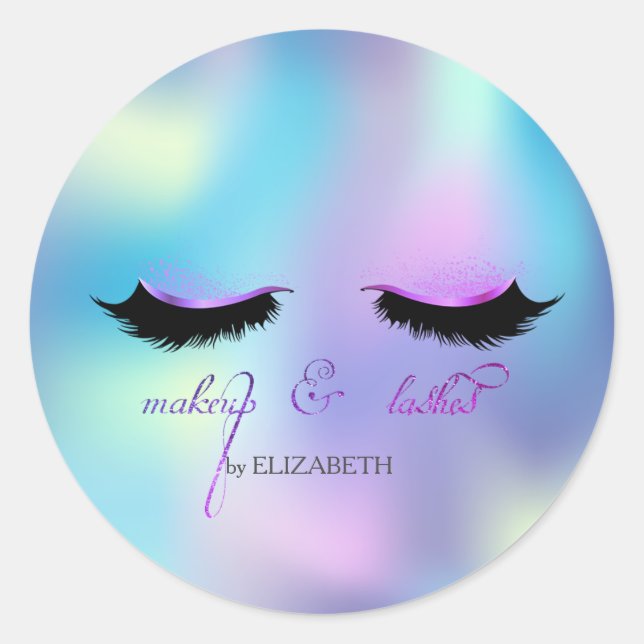 Adesivo Elegante Faux Lashes Blue Holographic (Frente)