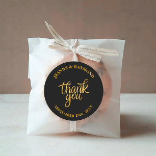 Adesivo Elegante Favor de Agradecimento de Casamento Preto
