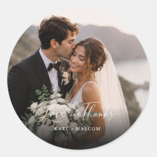 Adesivo Elegante Favor de Casamento com Foto de Amor e Gra