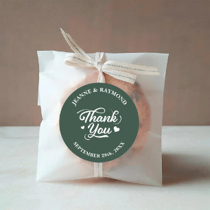 Adesivo Elegante Favor de Casamento Obrigada Amor Verde Sa