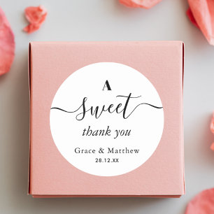 Adesivo Elegante Favor de Casamento Obrigada Doce
