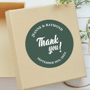 Adesivo Elegante Favor de Casamento Obrigada na Cor Verde