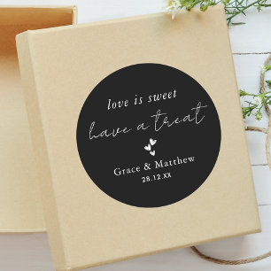 Adesivo Elegante Favor de Casamento Preto e Branco Amor é