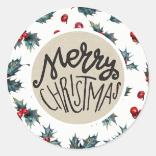 Adesivo Elegante Favor de Festa de Natal com Folhas de Aze