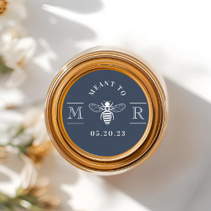 Adesivo Elegante Favor de Mel de Casamento Azul Escuro Des