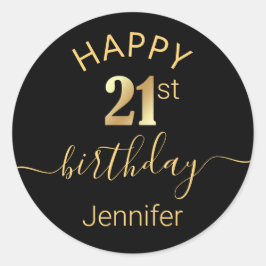 Adesivo elegante feliz aniversário 21 rua minimalista negr