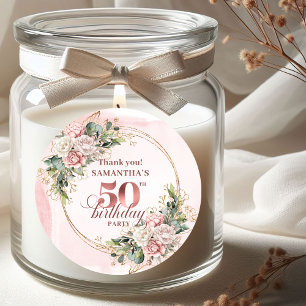 Adesivo Elegante festa de aniversário de 50 anos com rosê