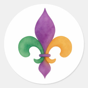 Adesivo Elegante Fleur De Lis de Mardi Gras em Aquarela