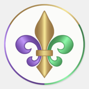 Adesivo Elegante Fleur de Lis Francesa Roxo Dourado Verde