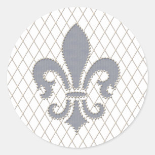 Adesivo Elegante Fleur de Lys em Cinza e Branco