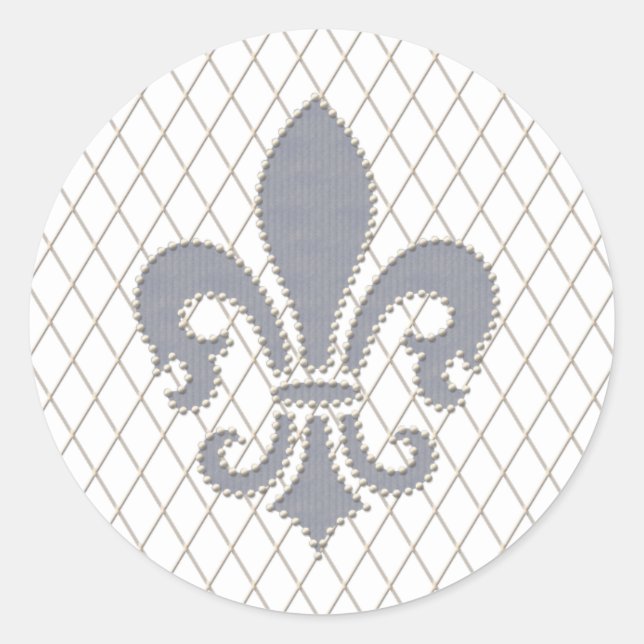 Adesivo Elegante Fleur de Lys em Cinza e Branco (Frente)
