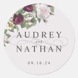 Adesivo Elegante Flor Burgundy Personalizada Casamento