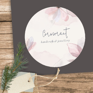 Adesivo Elegante Floral Abstrata em Aquarela Bege para Neg