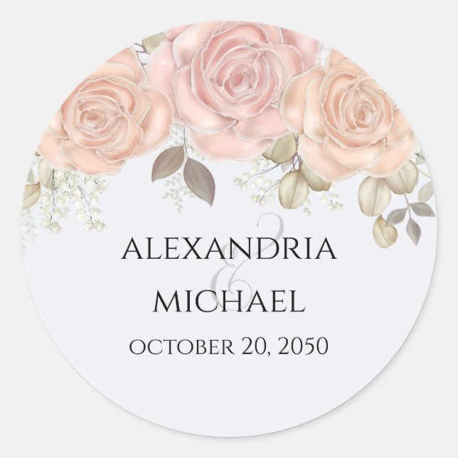 Adesivo Elegante Floral Aquarela Ampersand Dourado Rosa  (Frente)