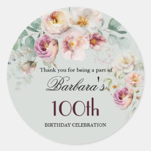 Adesivo Elegante Floral Aquarela Boas-Vindas aos 100 Anos
