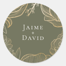 Adesivo Elegante Floral Botânico Dourado