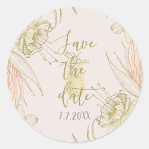 Adesivo Elegante Floral Botânico Tropical Salve a Data