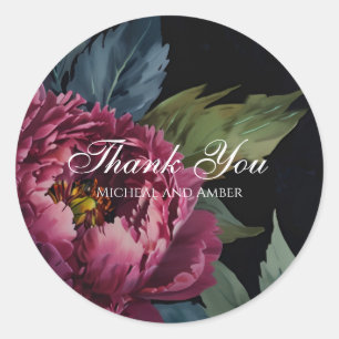 Adesivo Elegante floral em aquarela rosa escuro obrigado 
