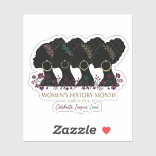 Adesivo Elegante Floral Mês da História das Mulheres Negra