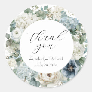 Adesivo Elegante Floral Personalizado “Obrigado” Casamento