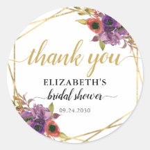 Elegante Floral Purple Dourado Chá de panela Obrig