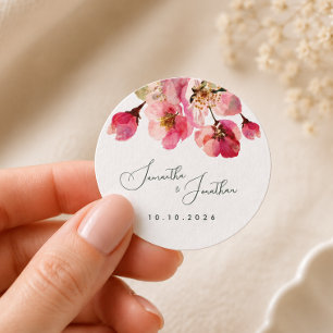 Adesivo Elegante Floral Rosa Coral em Aquarela