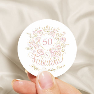 Adesivo Elegante Floral Rosa & Dourado 50 & Fabuloso Anive