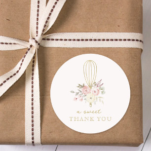 Adesivo Elegante Floral Rústica Padaria Um Doce Obrigado