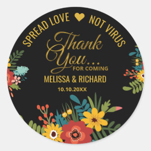 Adesivo Elegante Floral Sanitizer Casamento Dourado Obriga