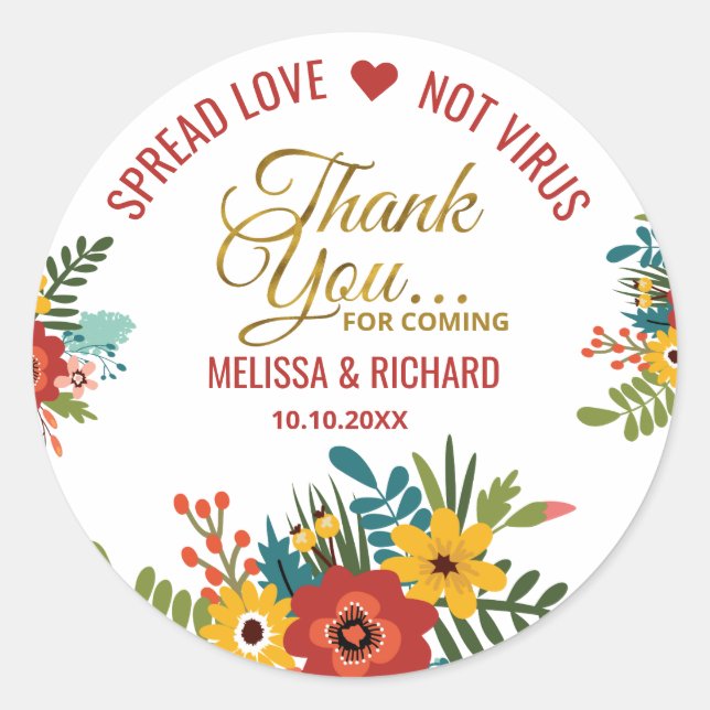 Adesivo Elegante Floral Sanitizer Casamento Dourado Obriga (Frente)