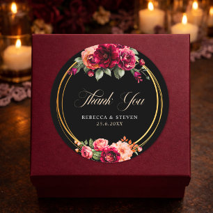 Adesivo Elegante floral vermelho preto sombrio Casamento r