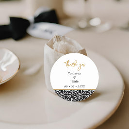 Adesivo Elegante Folhagem Preto e Branco Obrigado