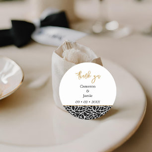 Adesivo Elegante Folhagem Preto e Branco Obrigado