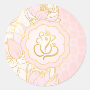 Adesivo Elegante Ganesh/ Deus Indiano em Ouro Rosa