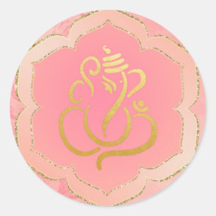 Adesivo Elegante Ganesha em Ouro Rosa / Deus Indiano
