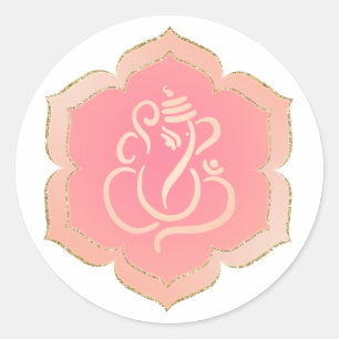 Adesivo Elegante Ganesha em Ouro Rosa / Deus Indiano Cláss