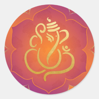 Adesivo Elegante Ganesha Laranja Dourado/ Deus Indiano Clá