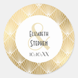Adesivo Elegante Gatsby Art Deco Casamento Branco & Dourad
