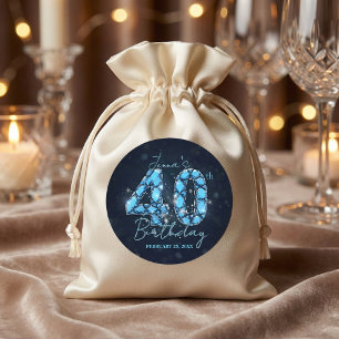Adesivo Elegante Glam Safira Azul Joia Aniversário de 40 A