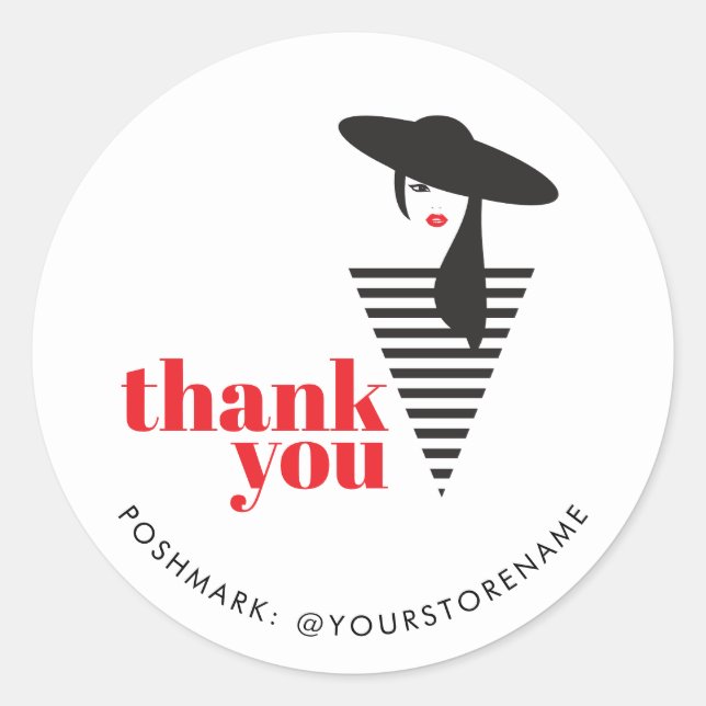 Adesivo Elegante Glamor Mod Stylist Poshmark Obrigado (Frente)