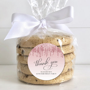 Adesivo Elegante Glitter 60ª Festa de aniversário Obrigado