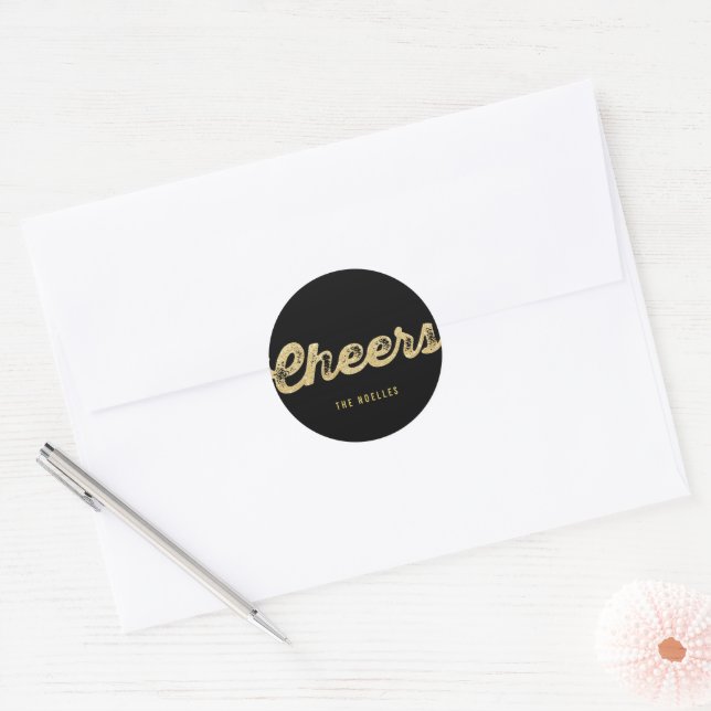 Adesivo Elegante Glitter Dourado Ousado Comemora Feriado A (Envelope)