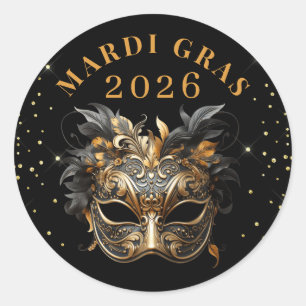 Adesivo Elegante Glitter Preto Dourado Mardi Gras 2026