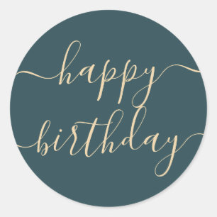 Adesivo Elegante Green Beige Trendy Feliz Aniversário